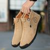Fashion Handmade Leather Casual Shoes For Men Sneakers Men Flat Footwear Zipper Leather Boots Men Ankle Plus Size 39-48
