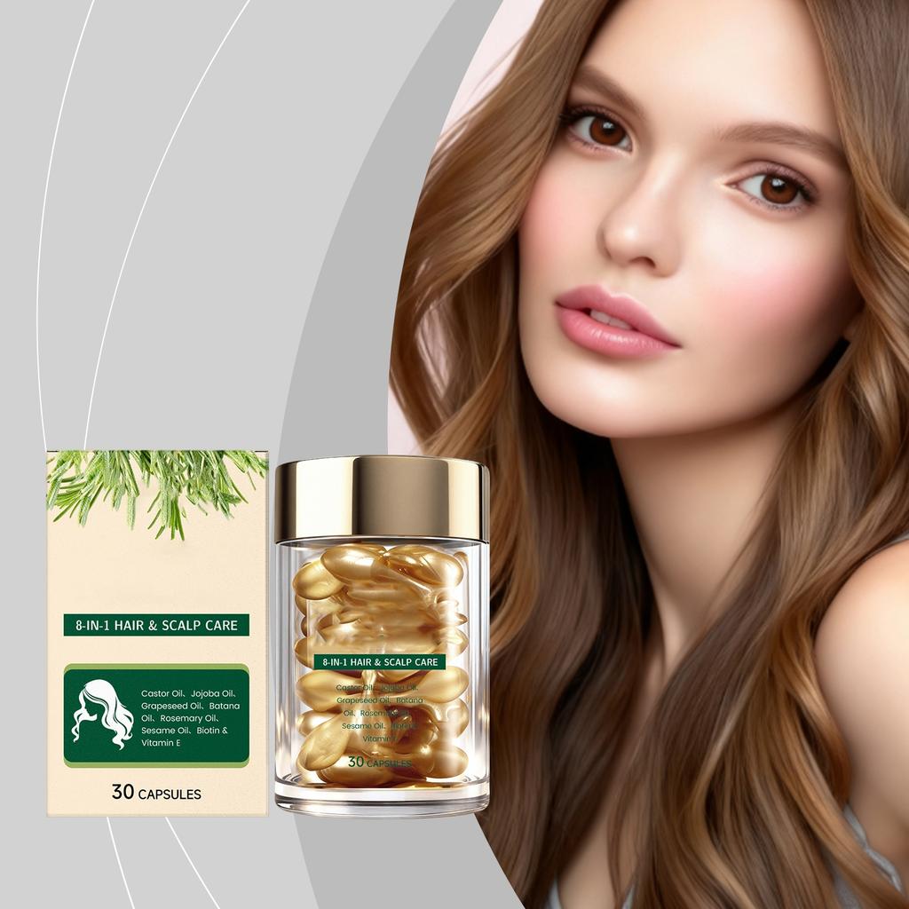 Hair Oil Capsules Nourish Dry And Damaged Hair, Making It Soft, Gentle, Moisturizing, Smooth And Lustrous. Daily Hair Oil,30ML