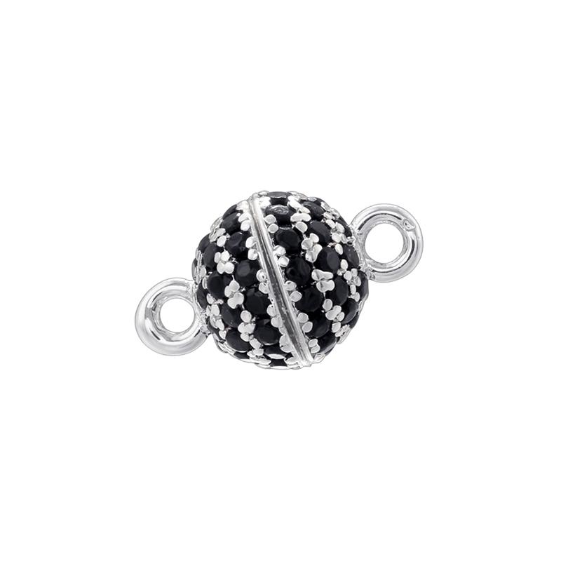 ZHUKOU 6MM Brass Inlaid Zircon Round Magnet Connection Buckle Bead Water Diamond Pendant Jewelry Making Buckle Accessories:VK265