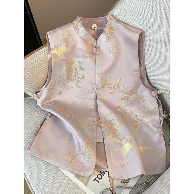 Early spring vest stand-up collar vest women's spring and autumn retro improved vest fashion new top