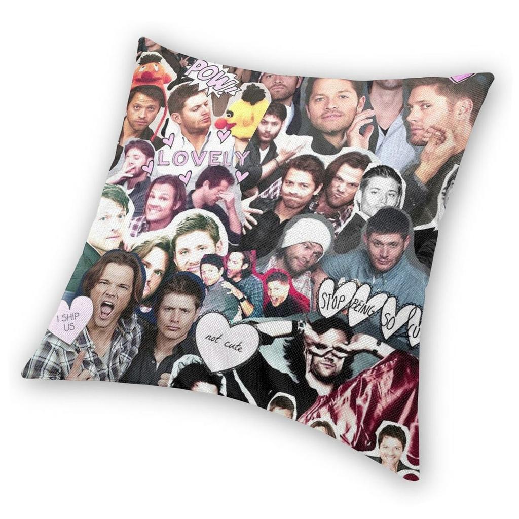 Supernatural Collage Square Pillowcase Polyester Linen Velvet Pattern Zip Decorative Throw Pillow Case Sofa Seater Cushion Cover
