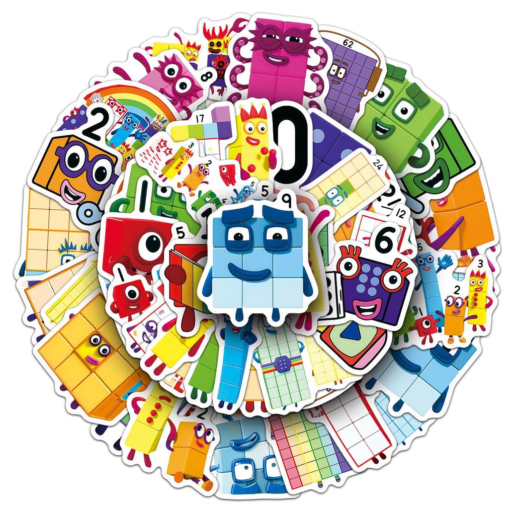 50 Numberblocks Lernanimations-Aufkleber für Handyhüllen & Schreibwaren