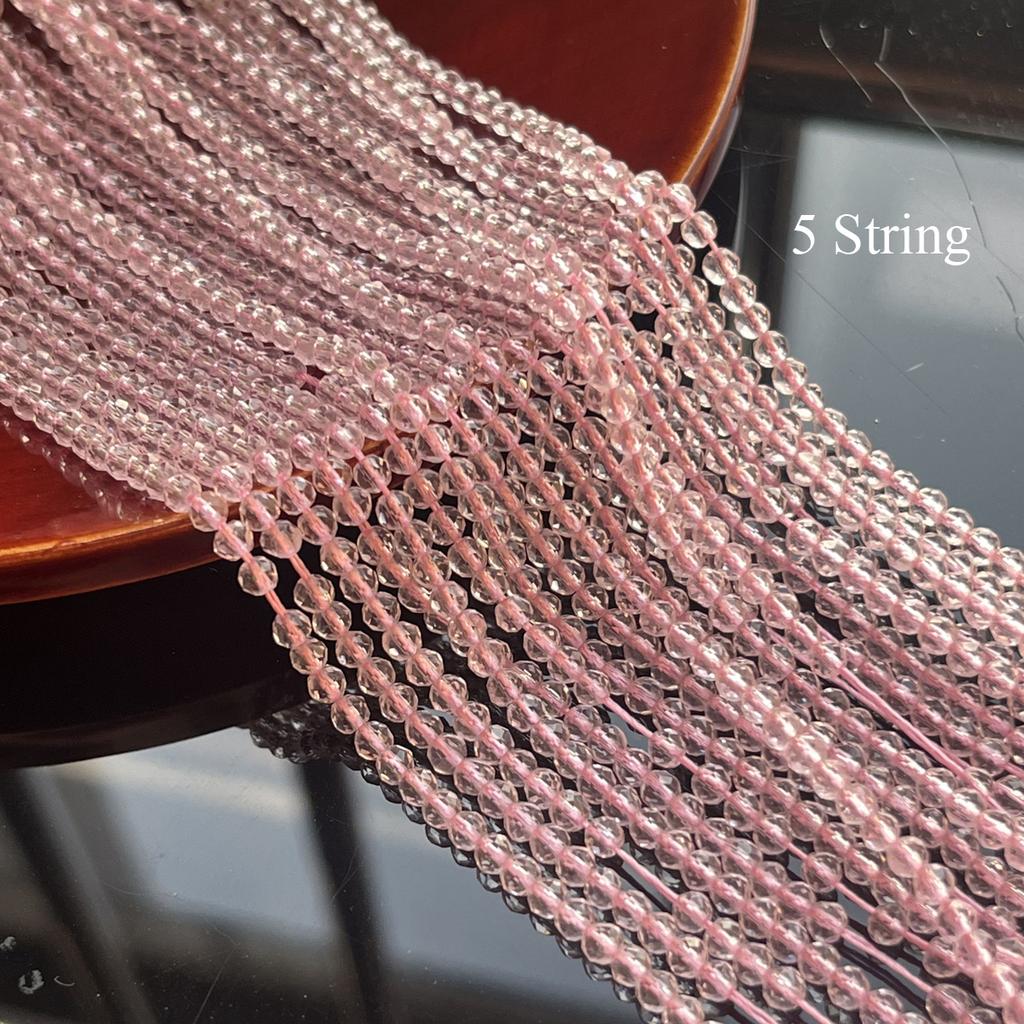 5 Brins, Perles Spinelle Naturel, 2mm, 3mm, Perles Gemmes Rose Mode pour Fabrication de Bijoux DIY Collier Bracelet Cheville Accessoires, Artisanat Unisexe 38cm