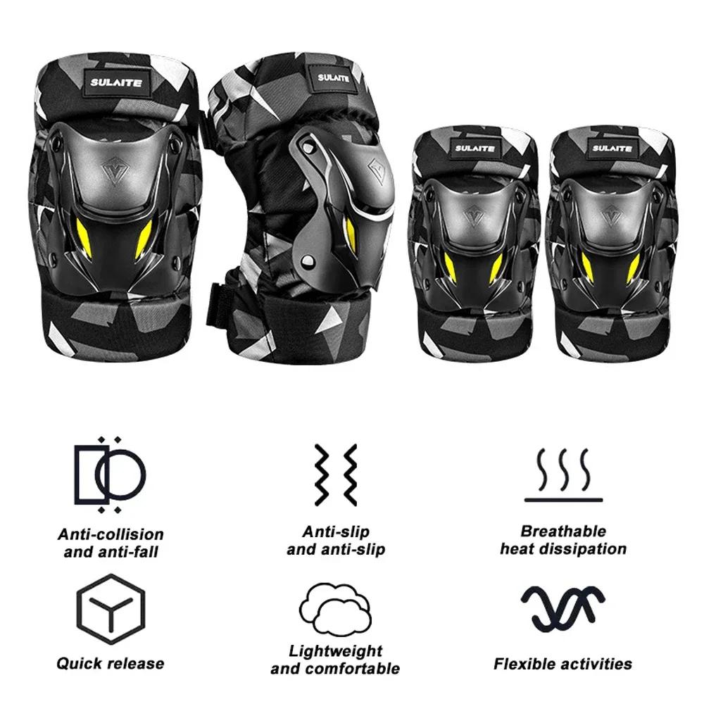 Faattqq 1Pair Motorcycle Electric Bike Knee Elbow Guards Pads Protector Dirt Bike Body For Motocross Racing Mountain Biking