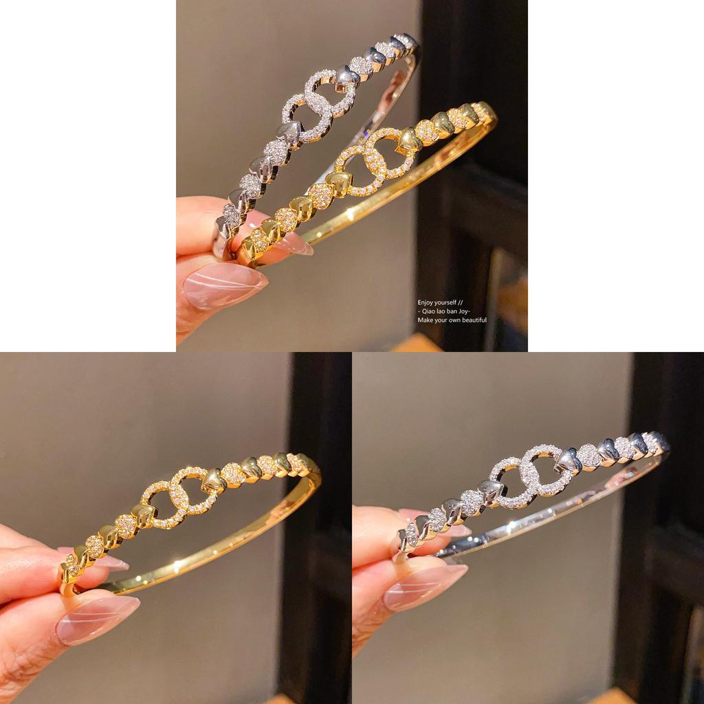 Light Luxury Zircon Gold Plated Bracelet For Women With Heart Shape Design