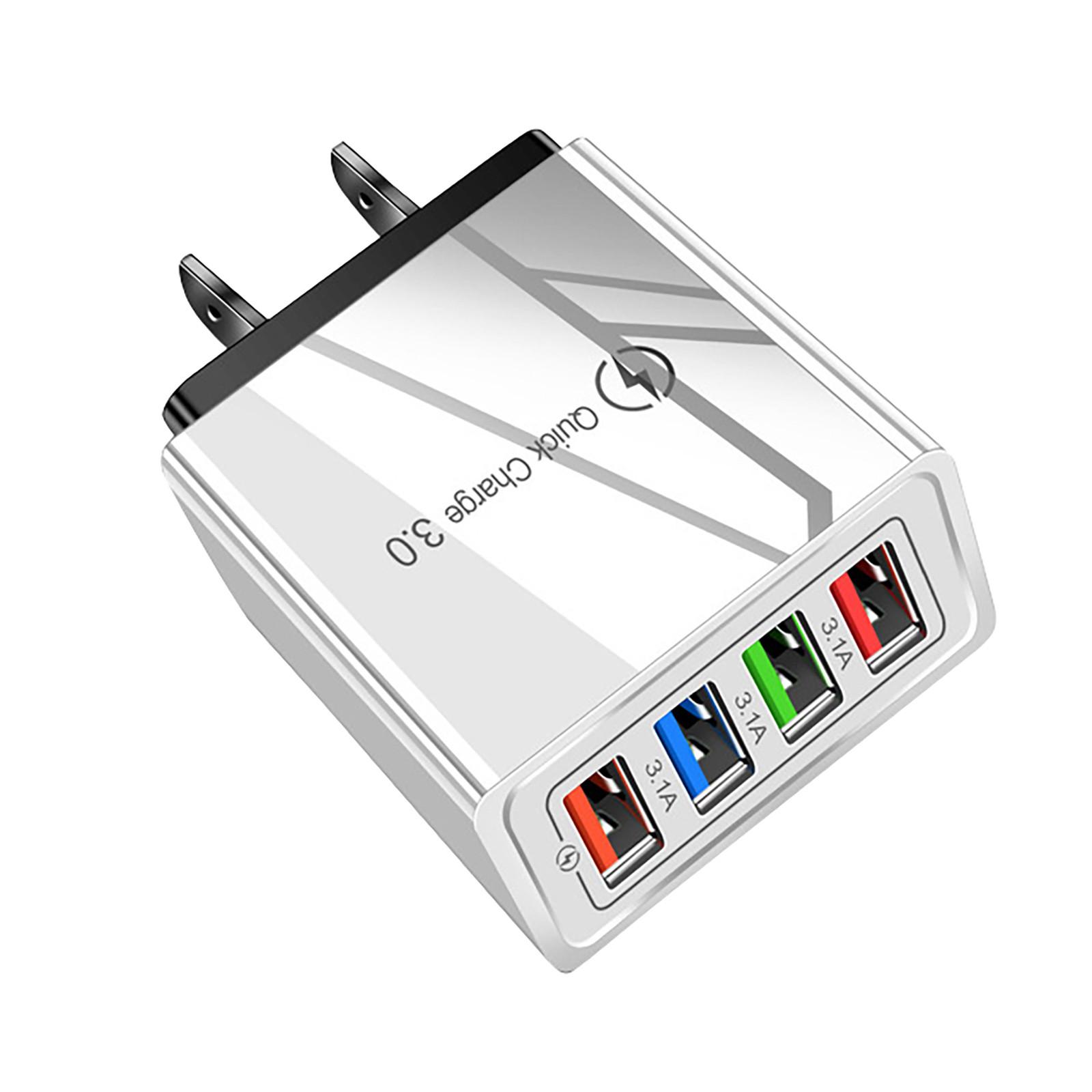 

4 USB-адаптера питания, многопортовая USB-зарядная головка 5 В, 3 А, зарядное устройство для мобильного телефона One Size