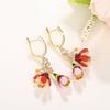 Metal-plated pastoral flower earrings, painting oil heavy industry small fresh earrings, lady vacation earrings