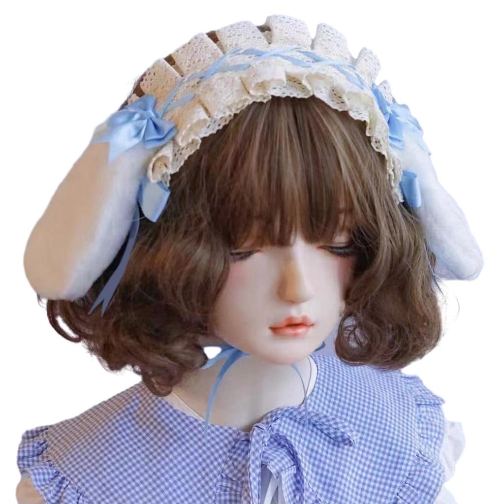 Gothic Lace Hairhoop for Girls Lolita Style Anime Rabbit Ear Headband Cosplay Costume Party Headdress ComicShow Headwear