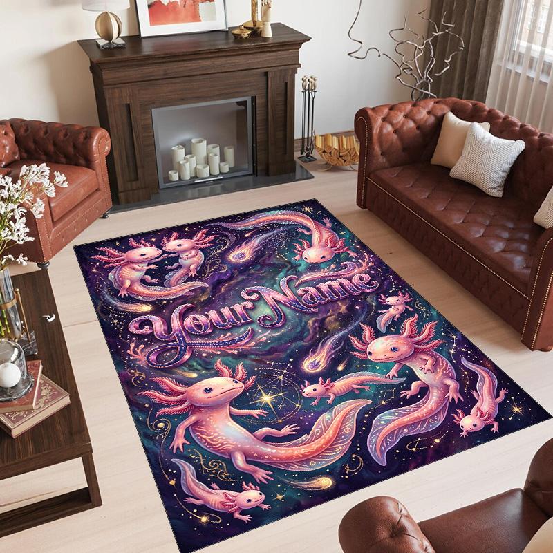 Fantasy Magic Theme Crystal Velvet Rug Personalized Custom Name Text Soft Floor Mat Home Decor