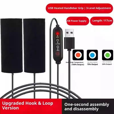 Motorcycle Heated Grips Cover USB Electric Heating Waterproof Removable Handlebar Warmer for Bicycle, Motorcross & Cold Rides