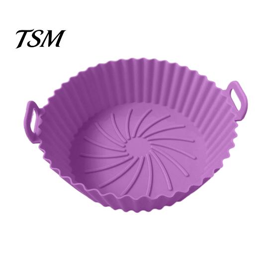 High-temperature Resistant Air Fryer Pan Silicone Liner Round Non-Stick Basket Food-grade Pot Baking with Oil Drain Grooves Accessory for Even