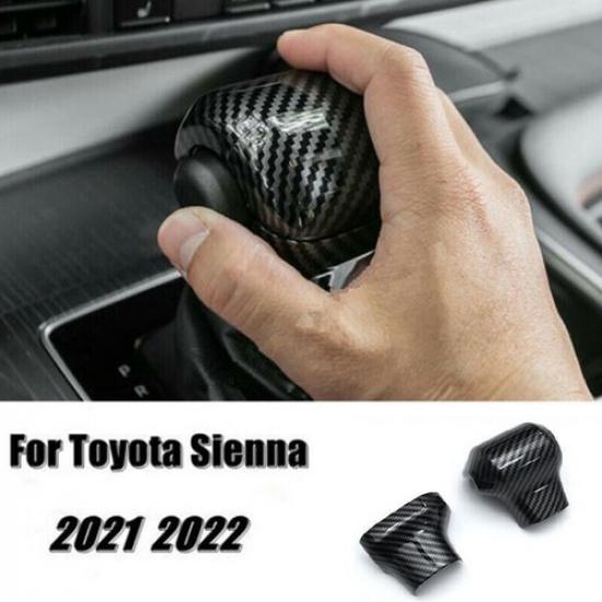For Sienna - 2pcs Carbon Fiber Inner Gear Shift Knob Cover Trim