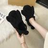 Cute Three-dimensional Rabbit Ears Fluffy Shoes Women Wear Versatile Fashion In Autumn and Winter, One-pedal Flat-bottomed Fluffy Cotton Shoes
