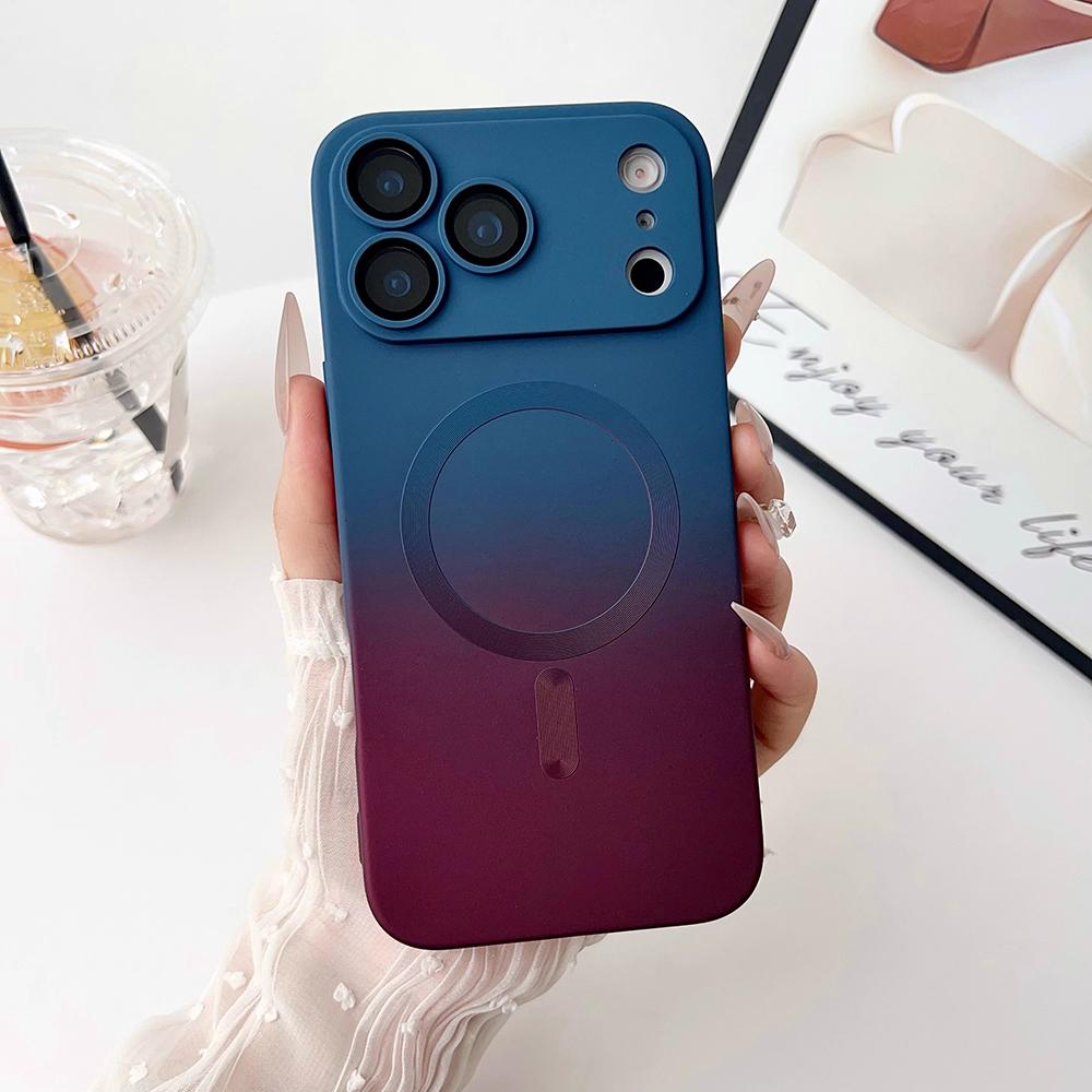 

Liquid Silicone Gradient Magnetic Case for iPhone 17 16 15 14 11 12 13 Pro Max For Magsafe Shockproof Wireless Charging Cover iPhone 14 Pro
