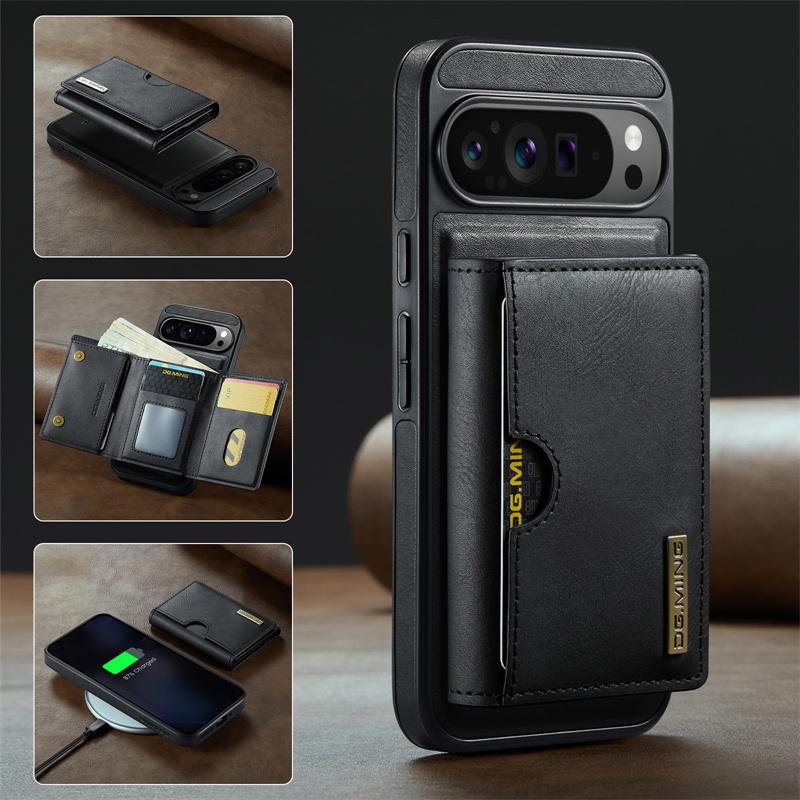 2 in 1 Detachable Magnetic Flip Leather Phone Case for Google Pixel 10 Pro XL Pixel 9 Pro Pixel 8 Pro Vintage Wallet Card Pocket Back Cover Coque
