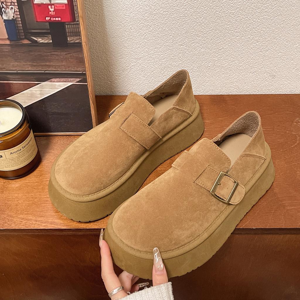 Populära höjande Birken-damskor med tjock sula damskor 2025 nya vår och höst mångsidiga avslappnade tidig vår liten man