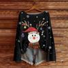 Women's Fashion Round Neck Long Sleeve Christmas Print Casual Pullover Sweater Top