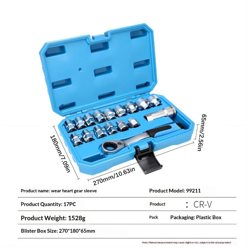 Through Hole Socket Spanner Set Long Bolt Access Design Featuring 12 Point Teeth For Pneumatic Tool In Automotive Repair