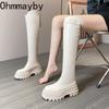 Winter Fashion Elastic Slim Women Long Over The Knee Boots Street Style Platform Thick Bottom Party Stripper Female Shoes
