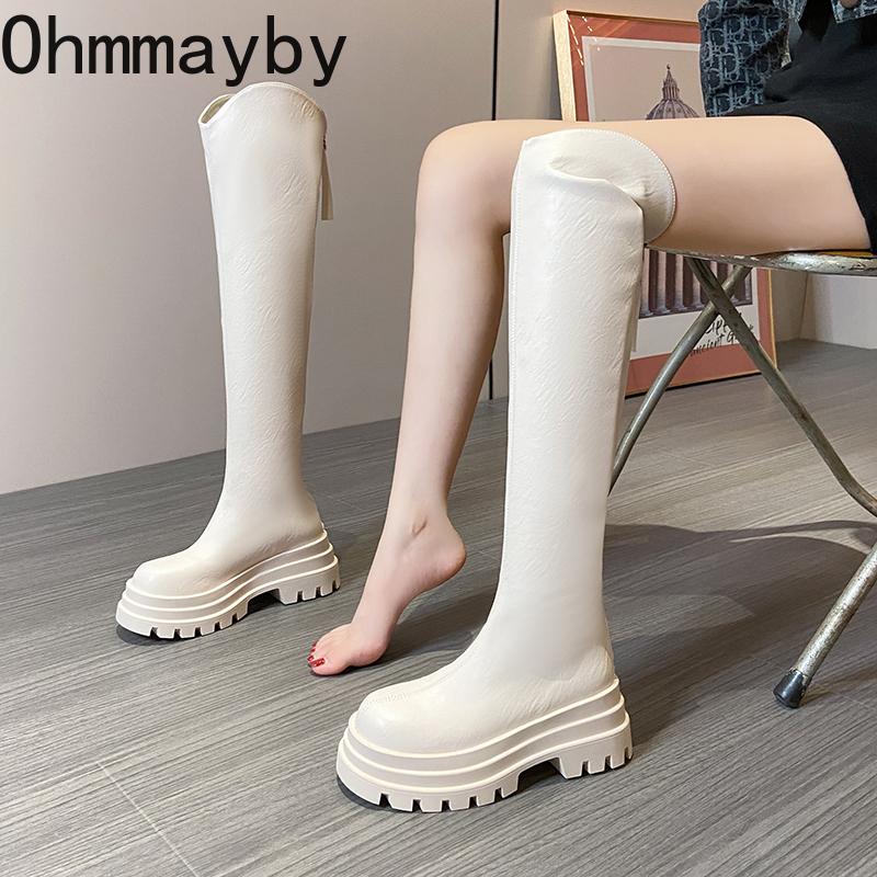 Winter Fashion Elastic Slim Women Long Over The Knee Boots Street Style Platform Thick Bottom Party Stripper Female Shoes