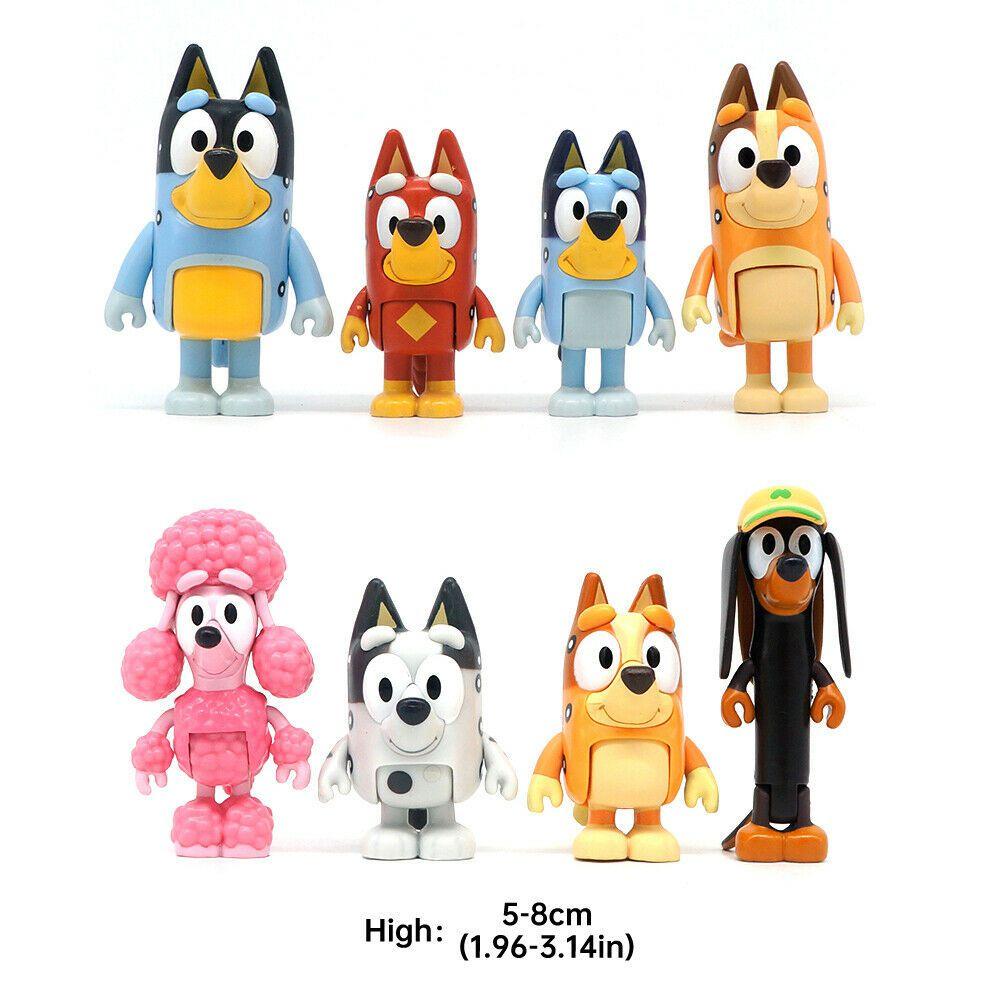 Bluey Family And Friends Action Figures Set With Eight Vibrant Pvc Models For Kids Gifts