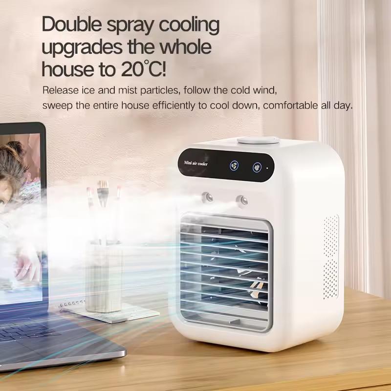 Efficient Portable Personal Air Conditioner Rechargeable Lithium Battery Powered Evaporative Cooling Humidifying Outdoor Use Option