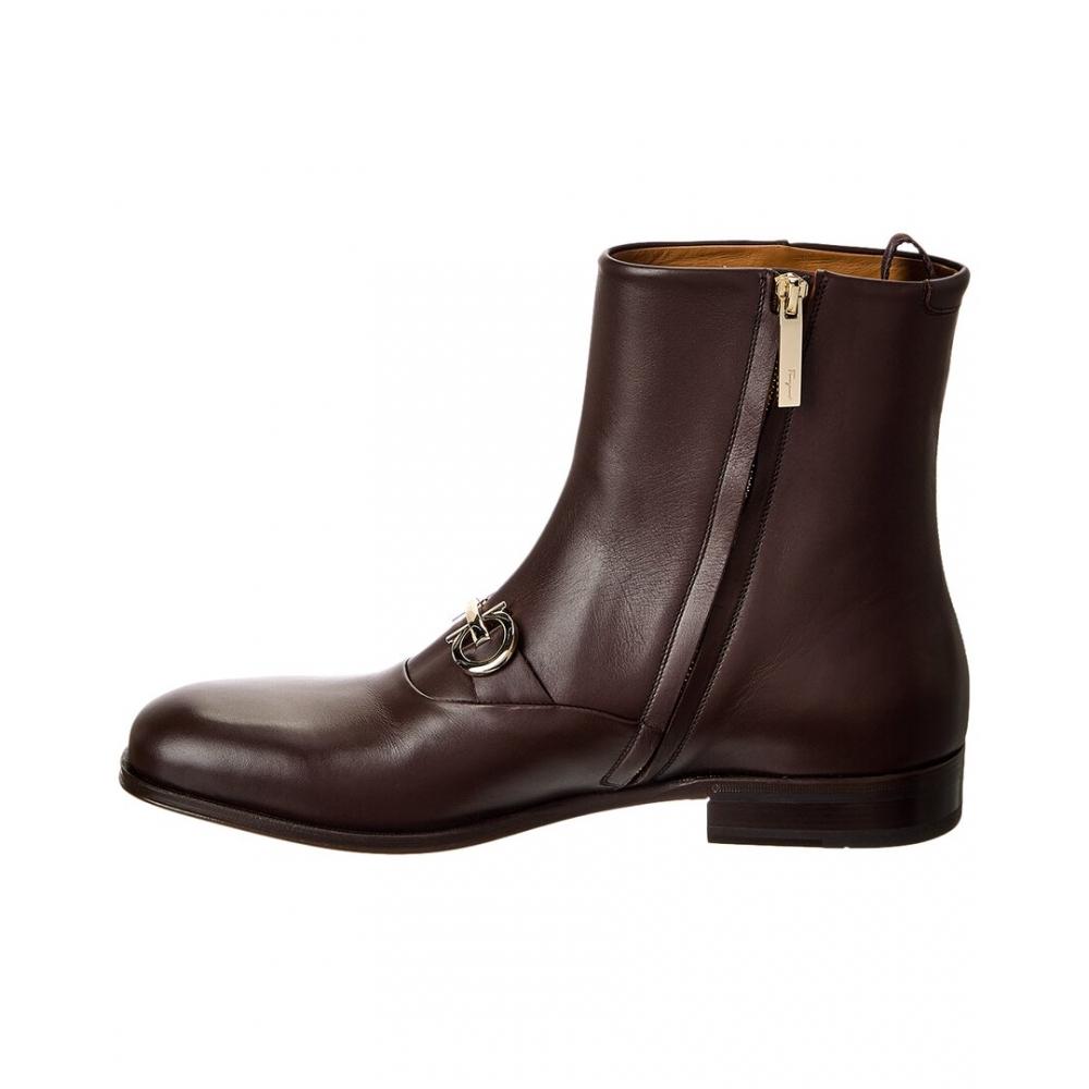 Salvatore Ferragamo Ferragamo Geremia Leather Boot Brown