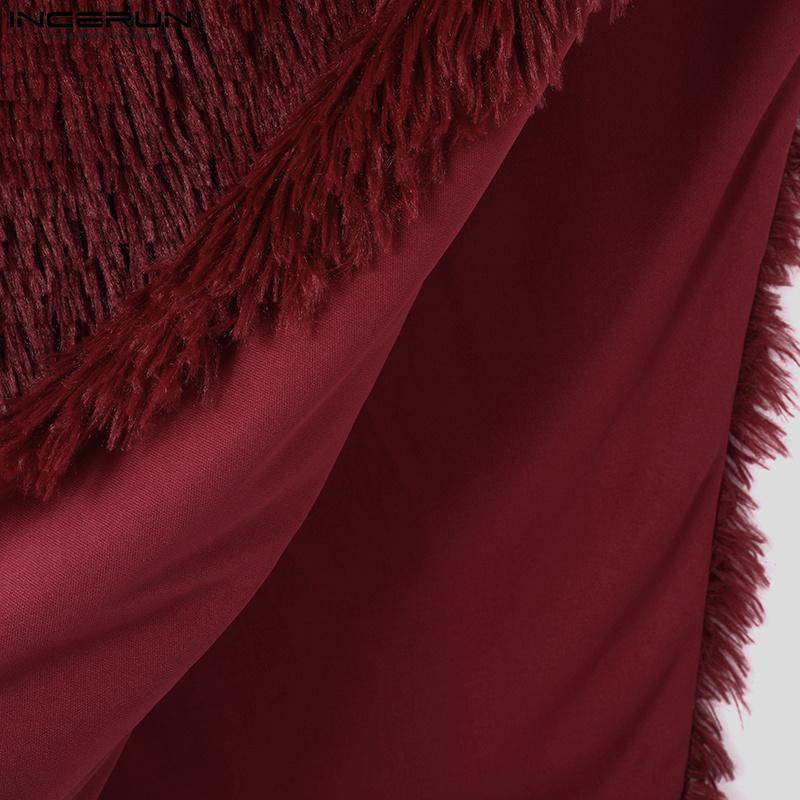 INCERUN Men Sleeveless Irregular Furry Tank Tops Vest