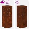 Solar LED Path Light 2 Pcs Rust Colored Weatherproof Steel