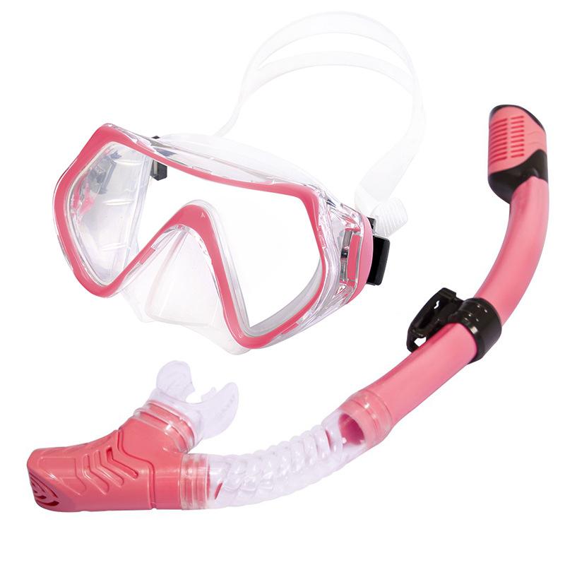 Adult Large-frame Diving Goggles Snorkel Snorkeling Set High-definition Tempered Glass Liquid Silicone Mask Glasses Equipment