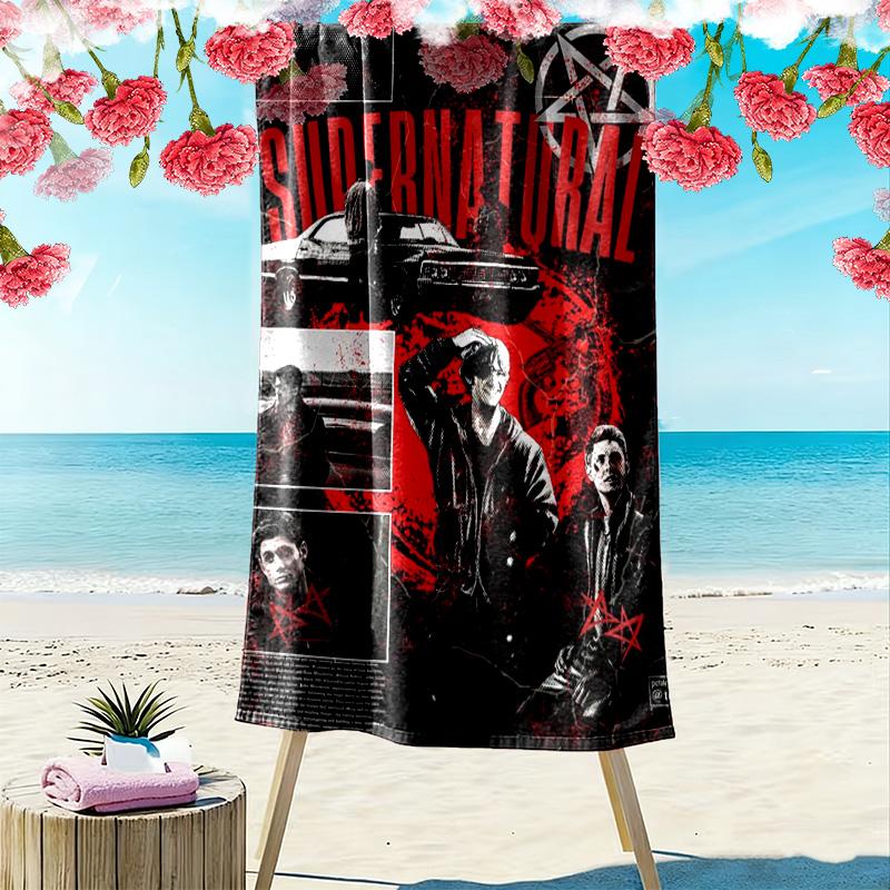 Supernatural Print Beach Towel, Large Soft Quick Dry Towel for Beach Camping Swimming