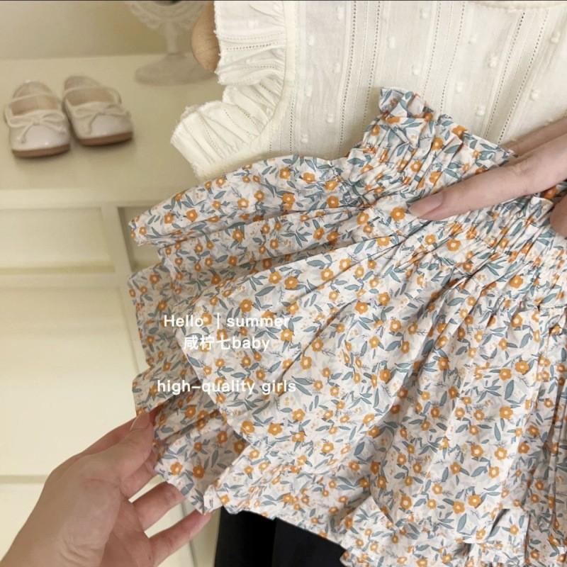

Милый летний комплект одежды для девочек в корейском стиле, состоящий из двух предметов, с брюками с цветочным принтом Floral Pants,80