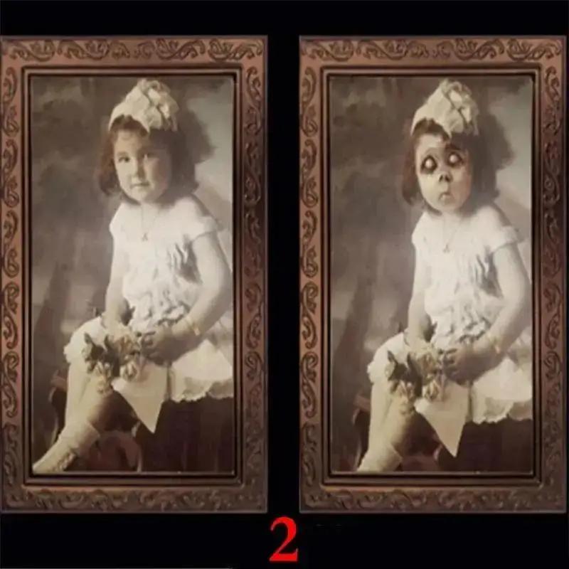 Pretty 3D Changing Face Ghost Picture Frame Halloween Decoration Horror Craft Supplies Haunted House Party Decor Halloween Props