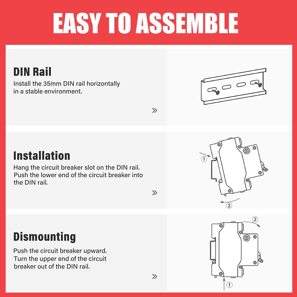 Jistič, 1P, volitelný 10A-63A, AC 230V~400V, vhodný pro domovní rozvodnice