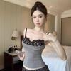 Sexy pure desire ins lace splicing sleeveless back suspender T-shirt women's summer slim spice girl suspender vest women