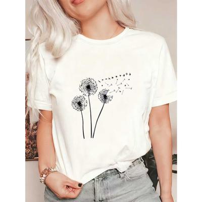 Oversized T Shirt Black Dandelion Print And Text Casual Wear