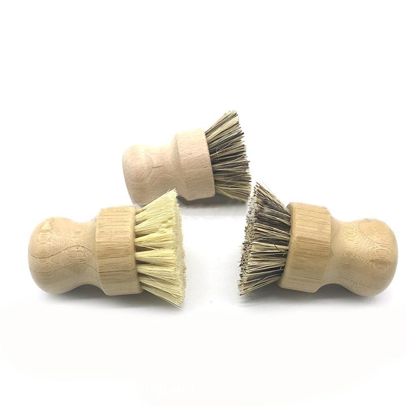 Natural Kitchen Accessories Short Round Long Wood Handle Bottle Dish Brush Vegan Sisal Coconut Fiber Bamboo Pot Brush