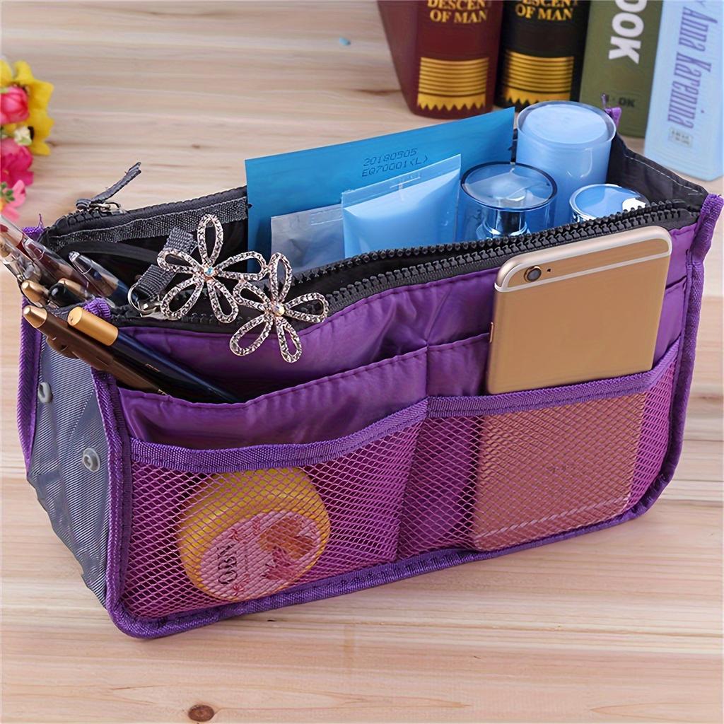 Bolsa de almacenamiento multifuncional de doble pliegue, doble cremallera, gran capacidad, disposición de almacenamiento, artículos de tocador de maquillaje, bolsa de clasificación grande