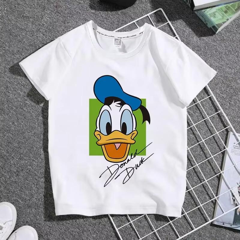 Cartoon Cute Mickey Summer Childrens Cotton Tshirt Y2K Harajuku Casual Tshirt Top Street Fashion Unisex Women Clothing