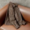 Men Genuine Goatskin Leather Jacket Short Bomber Flight Jacket Large Size Spring Autumn Coat