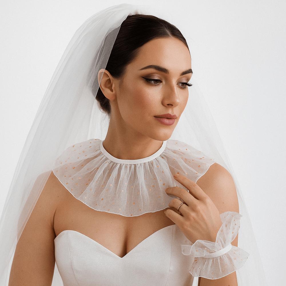 3PCS/SET Glitter Wedding Scarf Romantic Bride Fingerless Gloves  Bride Accessorizing