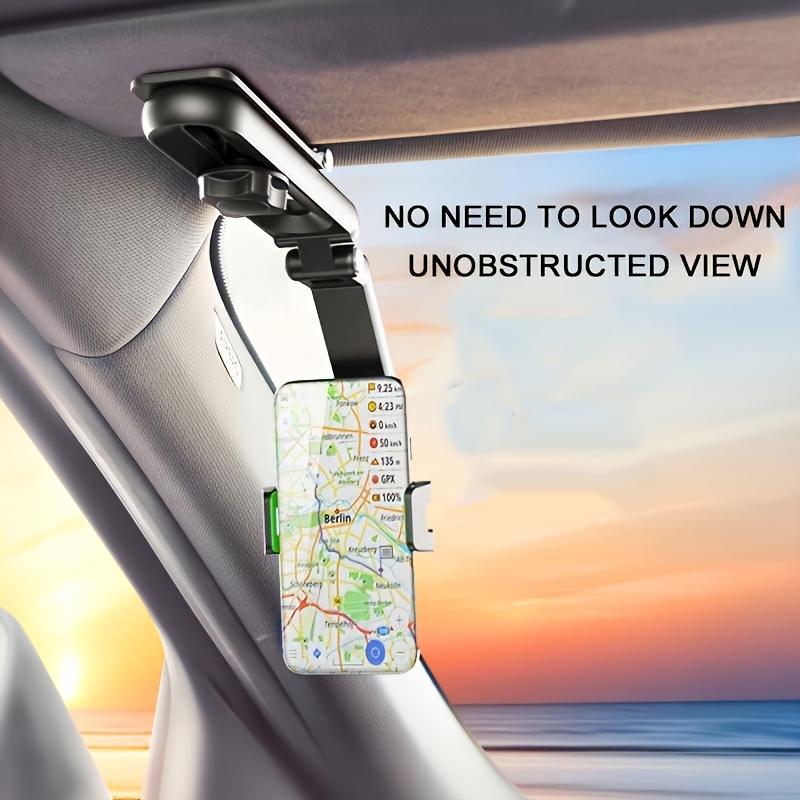 Car Sun Visor Mobile Phone Holder, 360 Degree Rotation, ABS Material, Suitable for Dashboard, Waterproof Car Mobile Phone Holder with Rotation