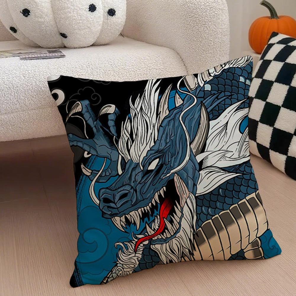 Culture Mythic J-Japanese D-Dragon Cushion Cover Linen Pillow Case Soft Breathable Protective Couch Room Decoration