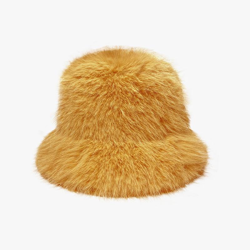 White Plush Hat for Women In Winter Korean Style Showing Small Thickened Warm Fisherman Hat Japanese Big Head Circumference Cold Hat Trendy