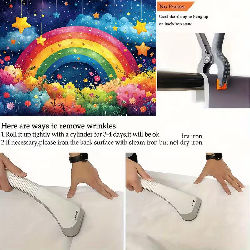 2D Whimsical Rainbow with Glowing Stars Photoshoot Background