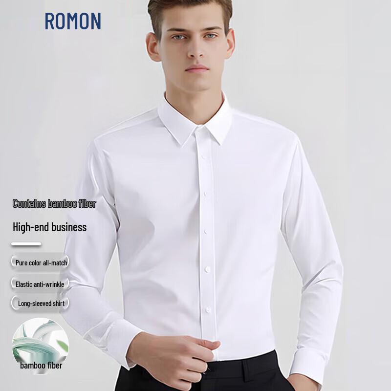ROMON Men's Business Formal Long-Sleeve Shirt