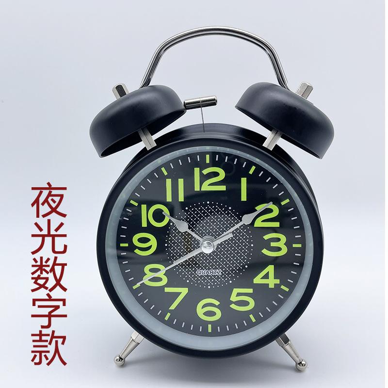 Glow-in-the-dark Silver Copper Gold Metal Ringing Alarm Clock Ashida Ultra Silent Clock with Night Light Clock Clock