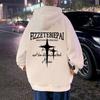 Vintage American Oversize Fleece Hooded Sweatshirt Men Casual Couple Top