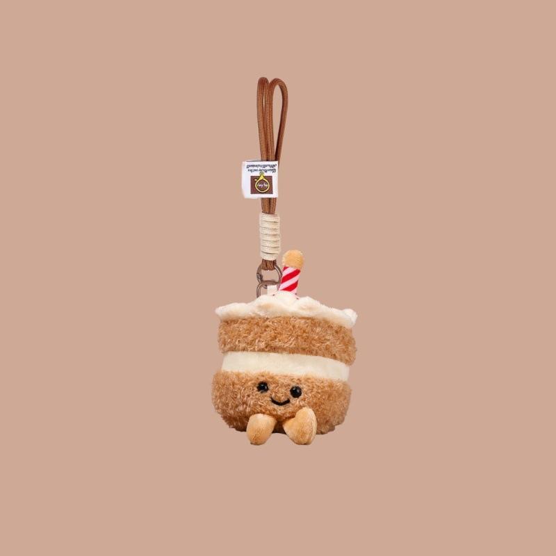 Cute Cute Candle Cake Bubble Tea Cup Small Pendant Plush Toy Doll Bag Pendant Keychain Doll коричневый