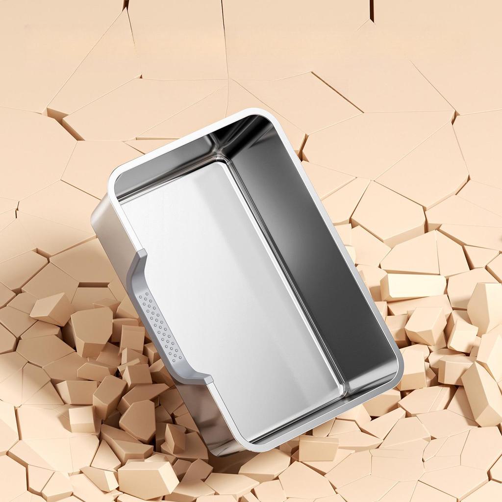 Large Stainless Steel Top-Entry Cat Litter Box with Anti-Splash Design and Deodorizing Features